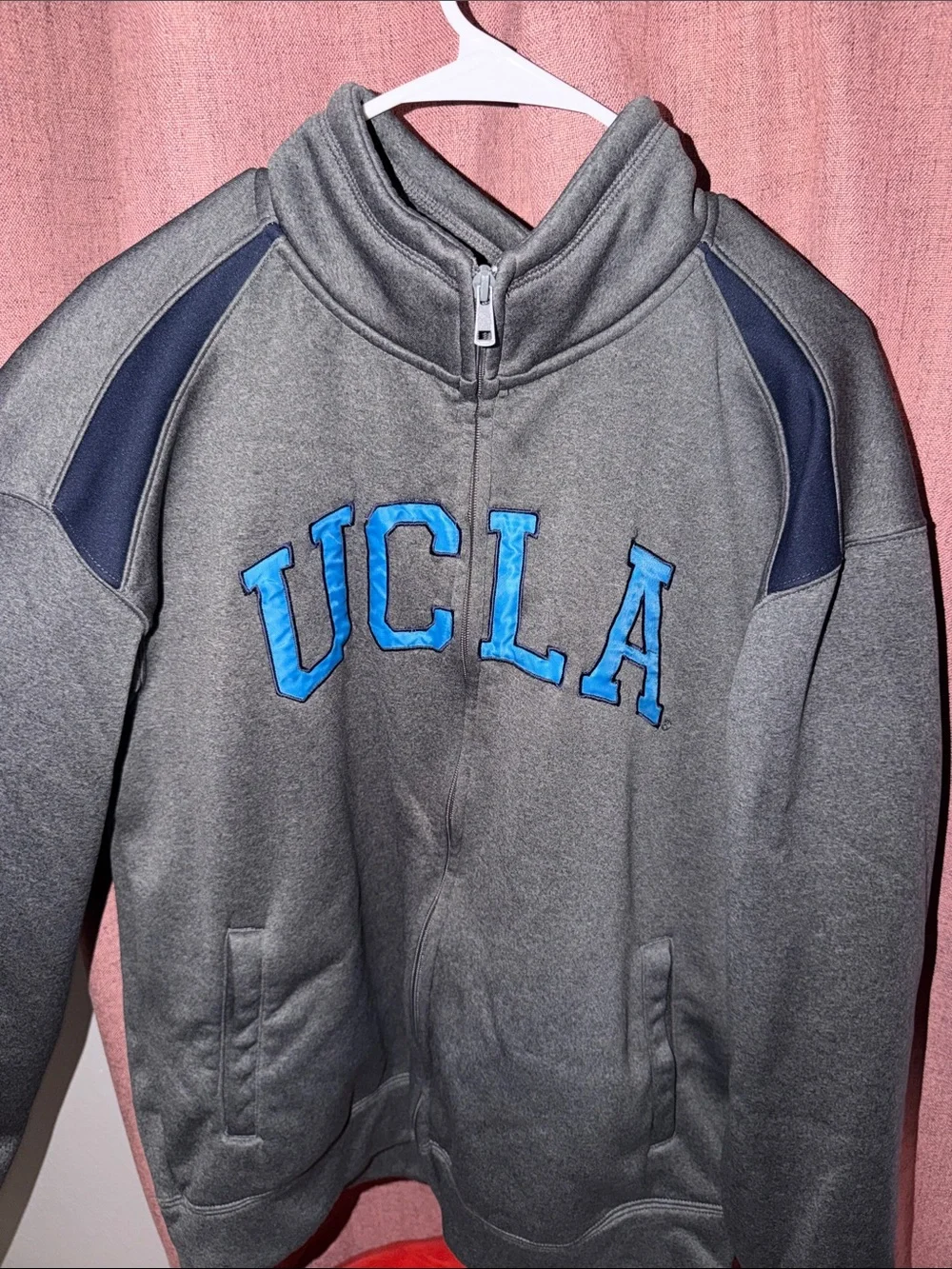 UCLA Men's Gray Full-Zip Jacket with Blue Lettering